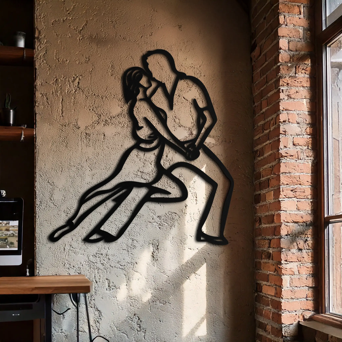 Passionate Dance Metal Wall Art – Romantic Couple Silhouette Home Decor- KAF705 by Enova Art