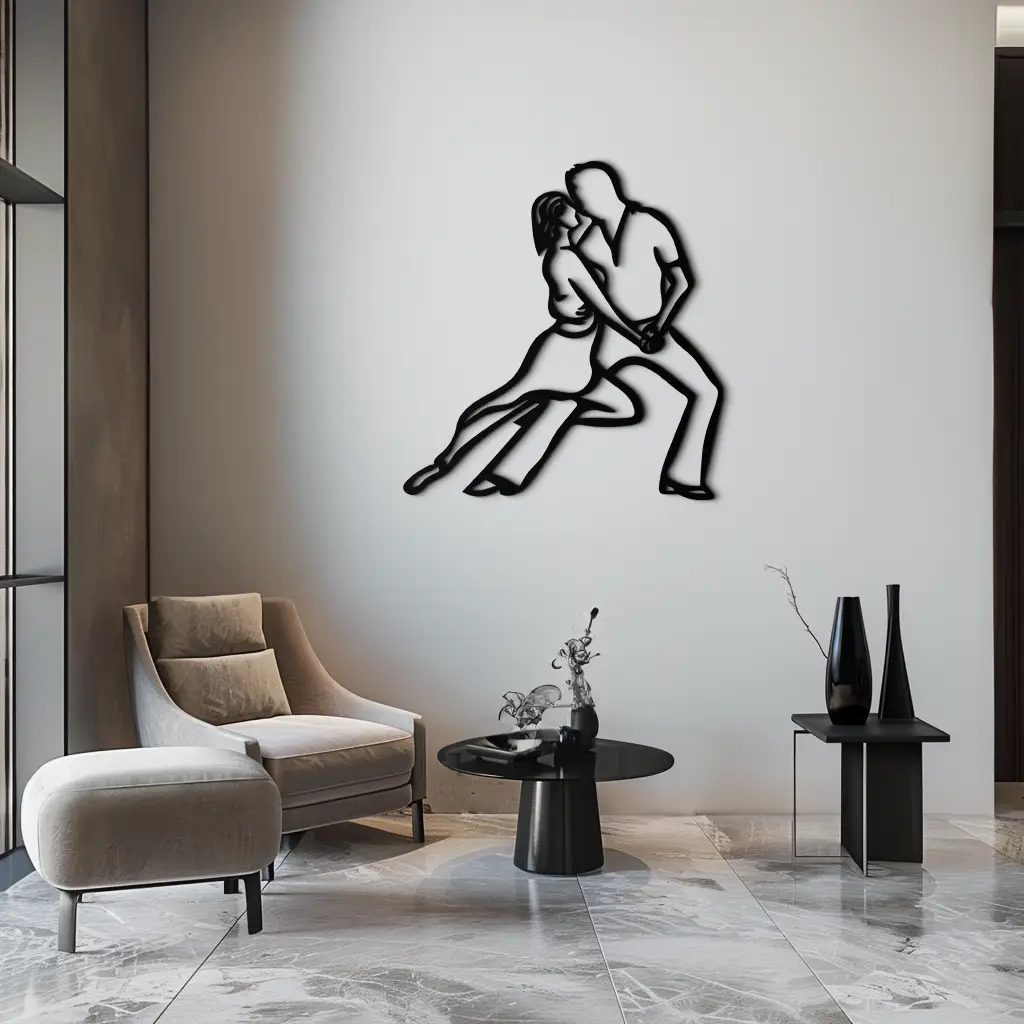Passionate Dance Metal Wall Art – Romantic Couple Silhouette Home Decor- KAF705 by Enova Art