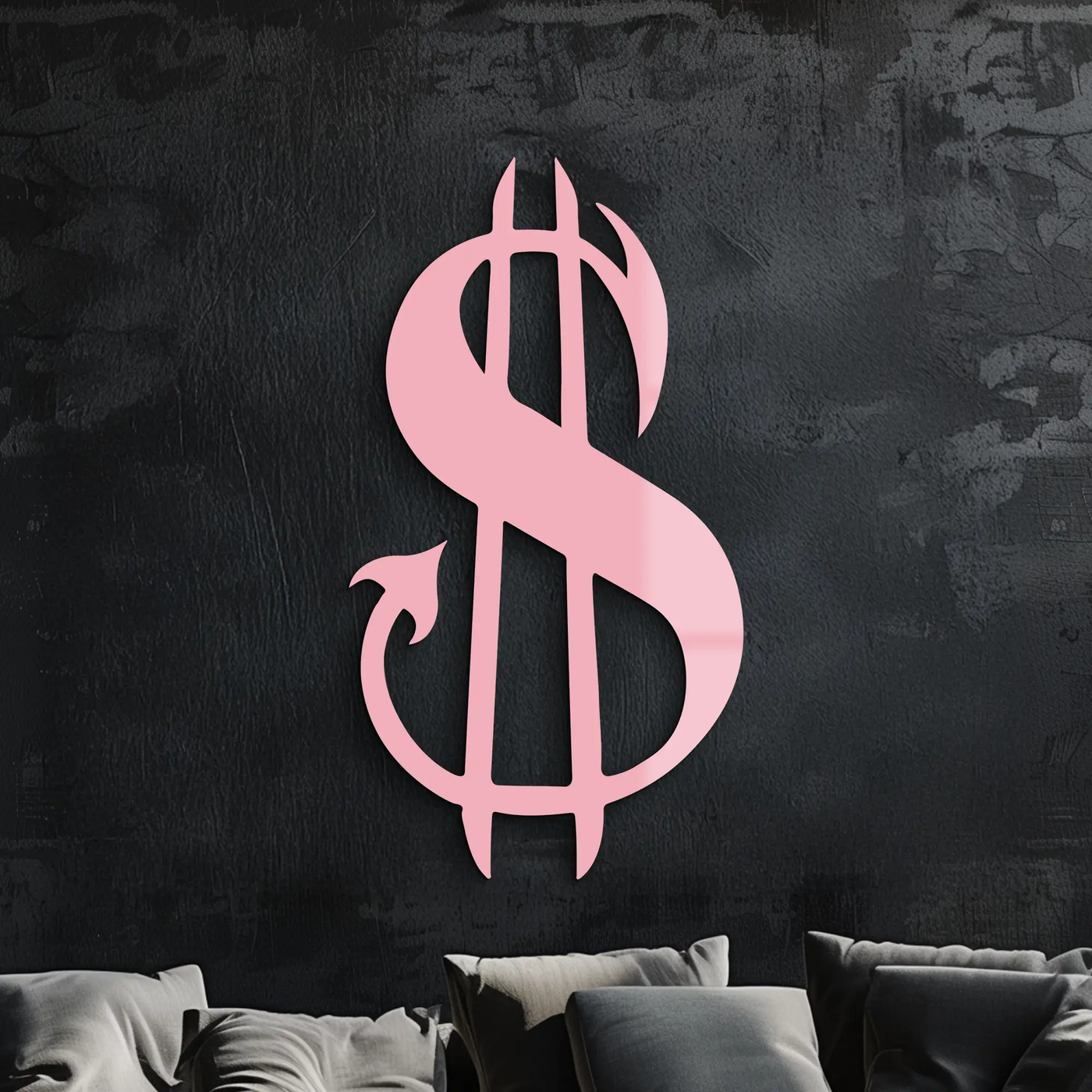 Pink Devil Dollar Symbol Metal Wall Art – Bold Statement Decor - KAFGP001 by Enova Art