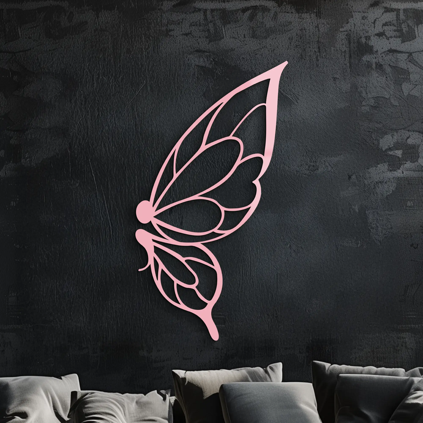 Pink Butterfly Wing Metal Wall Art – Elegant Nature-Inspired Decor - KAFGP003 by Enova Art