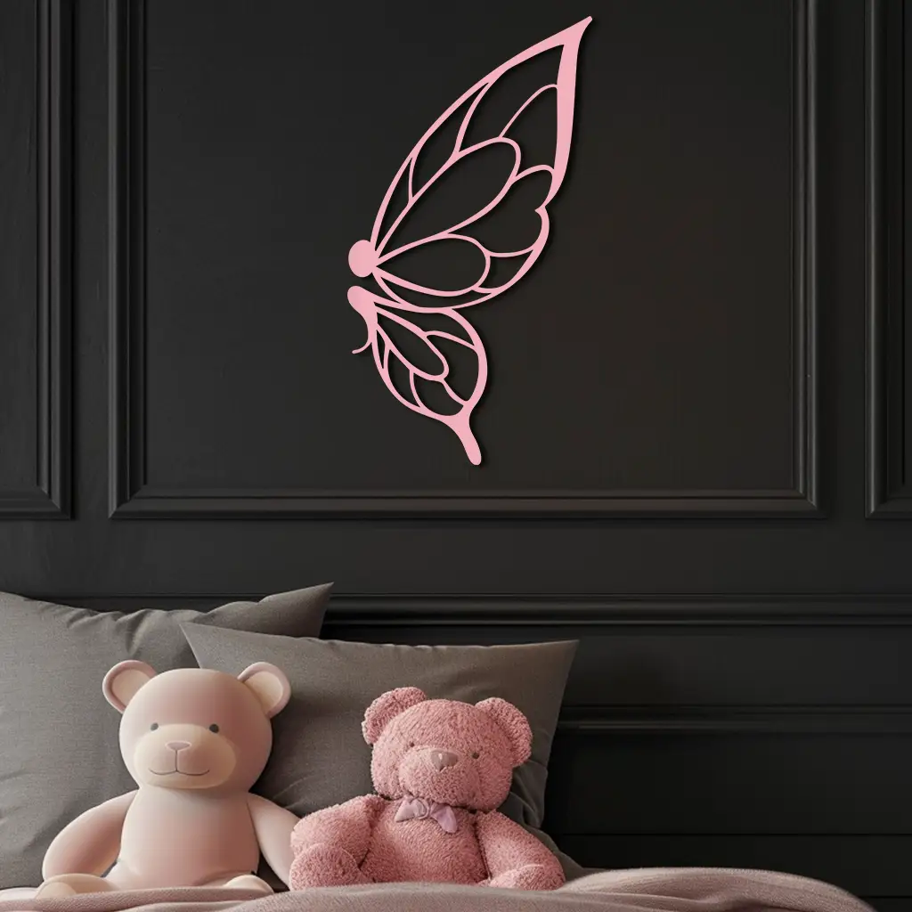 Pink Butterfly Wing Metal Wall Art – Elegant Nature-Inspired Decor - KAFGP003 by Enova Art