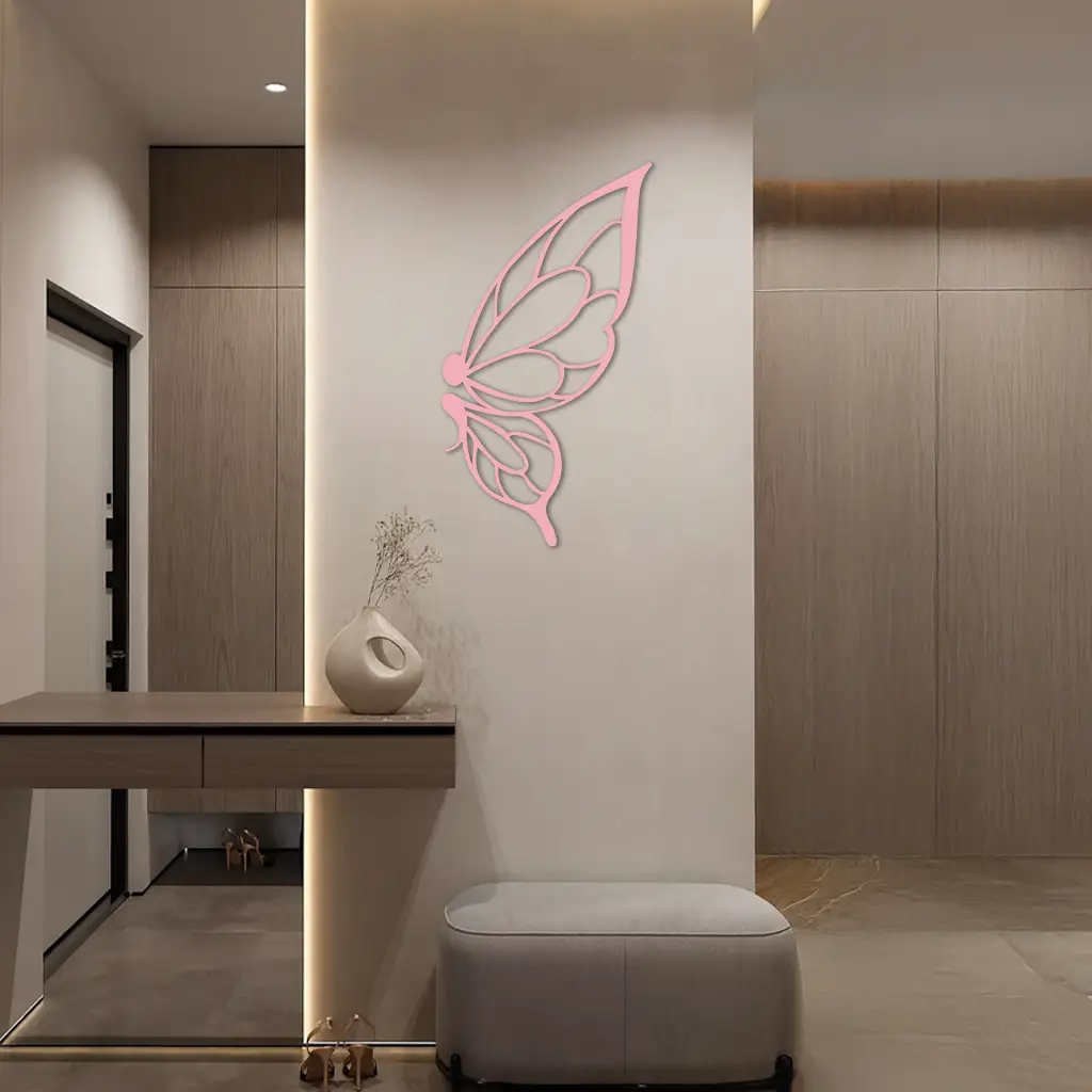 Pink Butterfly Wing Metal Wall Art – Elegant Nature-Inspired Decor - KAFGP003 by Enova Art