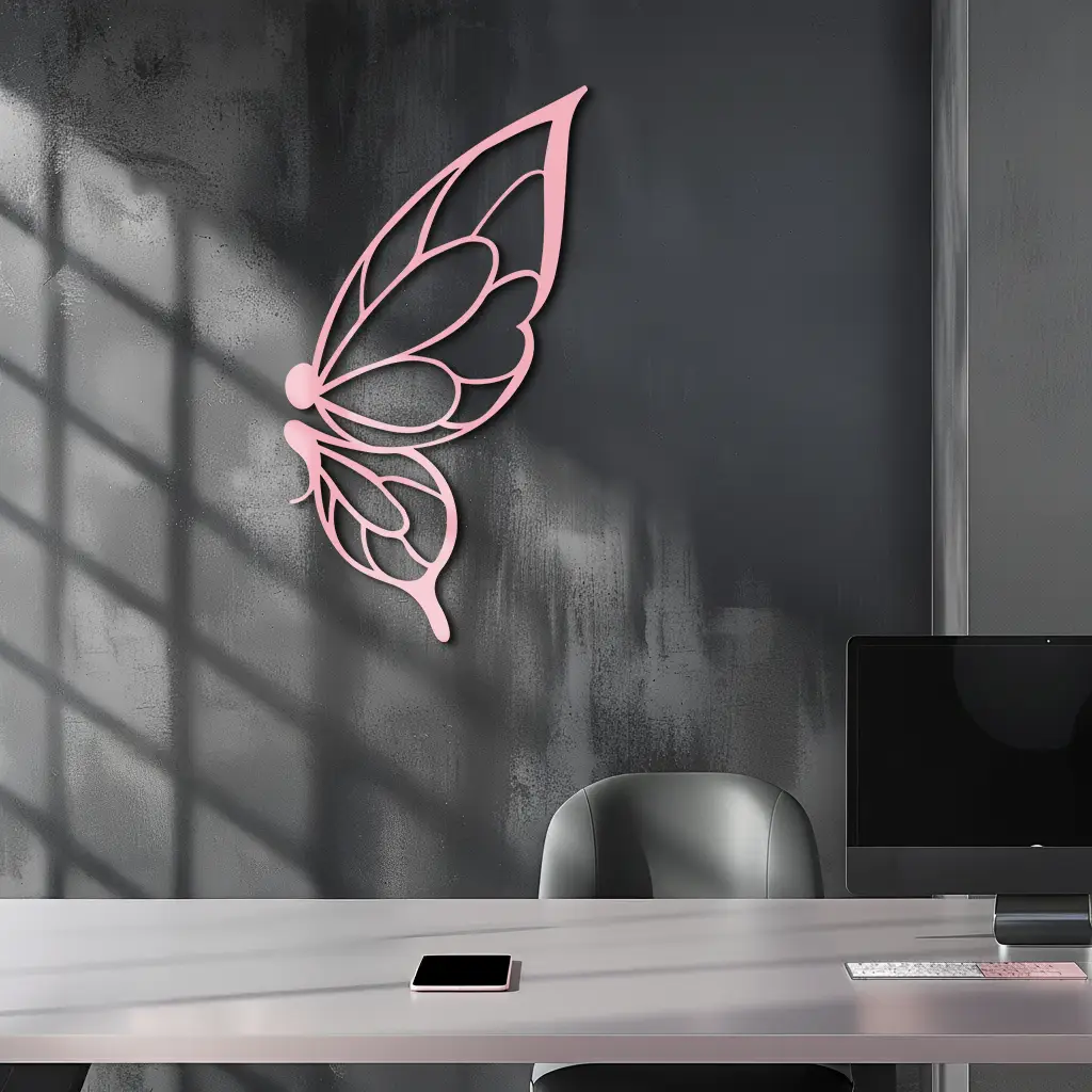 Pink Butterfly Wing Metal Wall Art – Elegant Nature-Inspired Decor - KAFGP003 by Enova Art