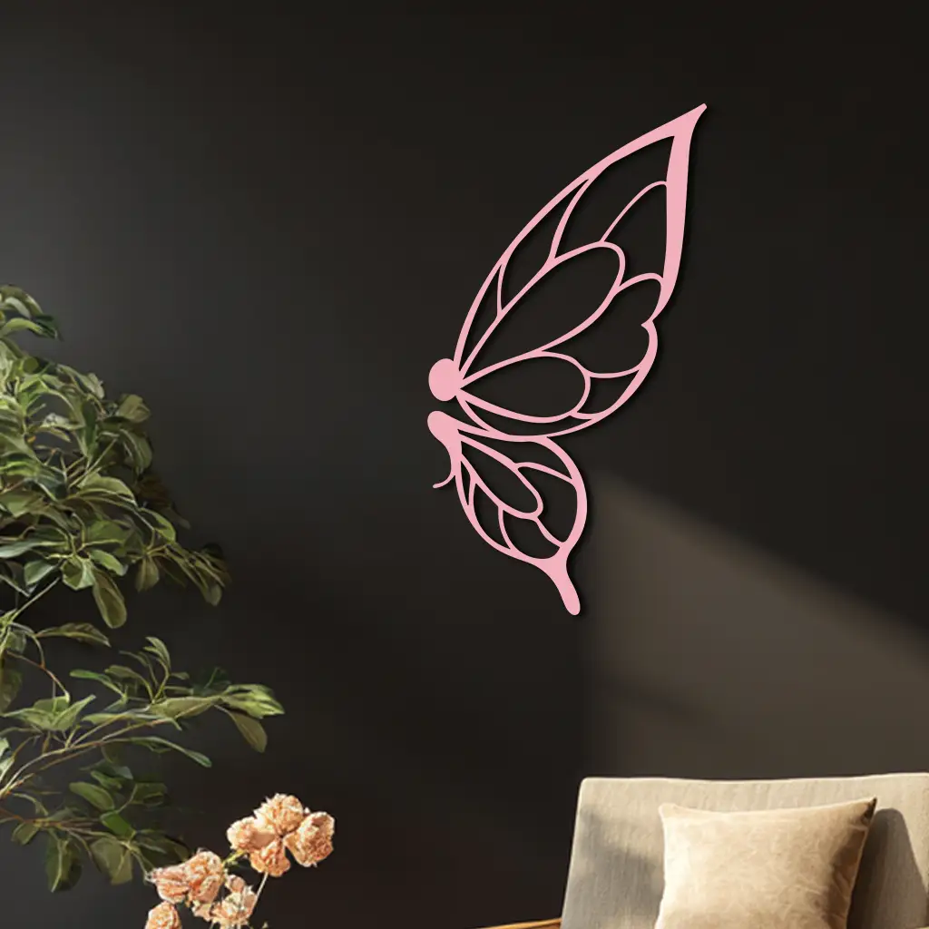 Pink Butterfly Wing Metal Wall Art – Elegant Nature-Inspired Decor - KAFGP003 by Enova Art