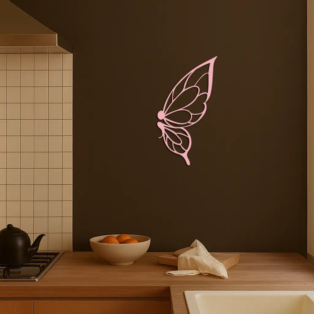 Pink Butterfly Wing Metal Wall Art – Elegant Nature-Inspired Decor - KAFGP003 by Enova Art
