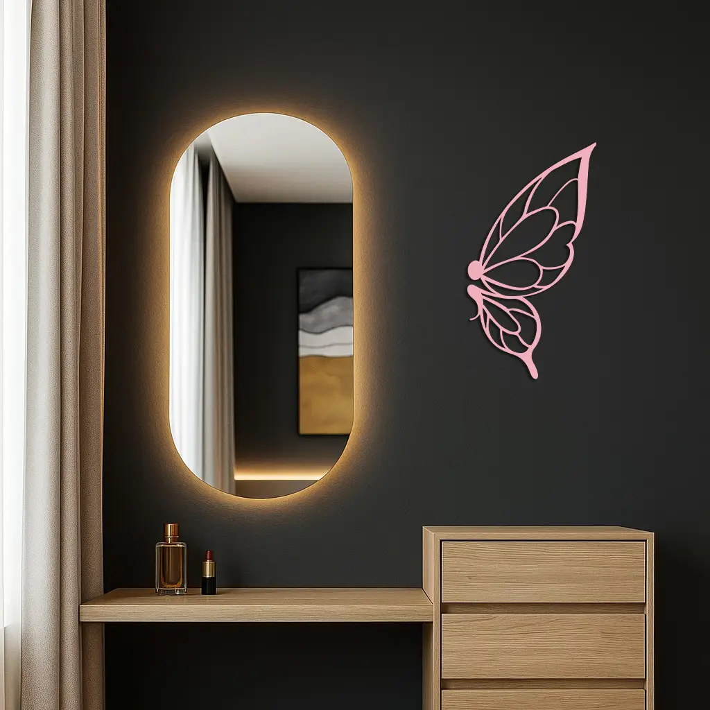 Pink Butterfly Wing Metal Wall Art – Elegant Nature-Inspired Decor - KAFGP003 by Enova Art