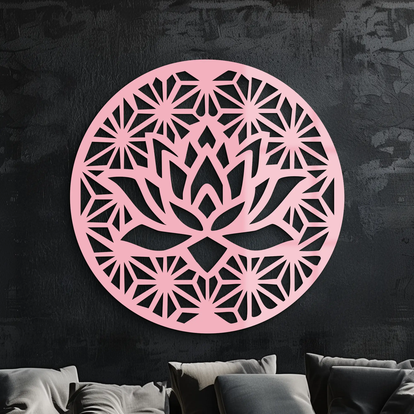 Pink Lotus Flower Metal Wall Art – Elegant Spiritual Bloom Design - KAFGP006 by Enova Art