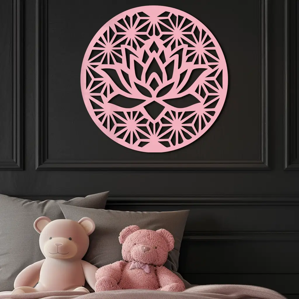 Pink Lotus Flower Metal Wall Art – Elegant Spiritual Bloom Design - KAFGP006 by Enova Art