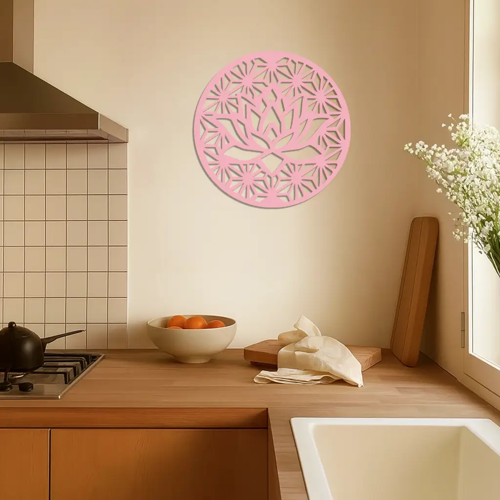 Pink Lotus Flower Metal Wall Art – Elegant Spiritual Bloom Design - KAFGP006 by Enova Art