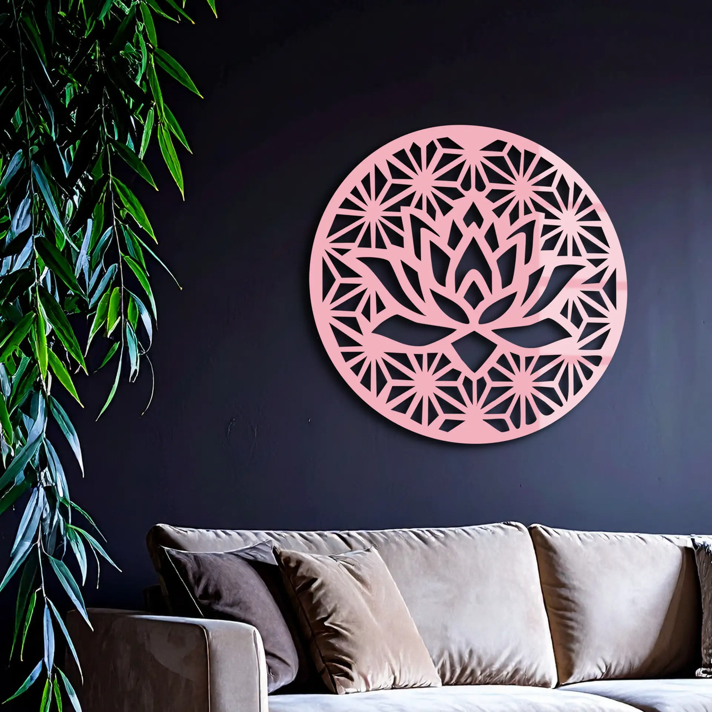 Pink Lotus Flower Metal Wall Art – Elegant Spiritual Bloom Design - KAFGP006 by Enova Art