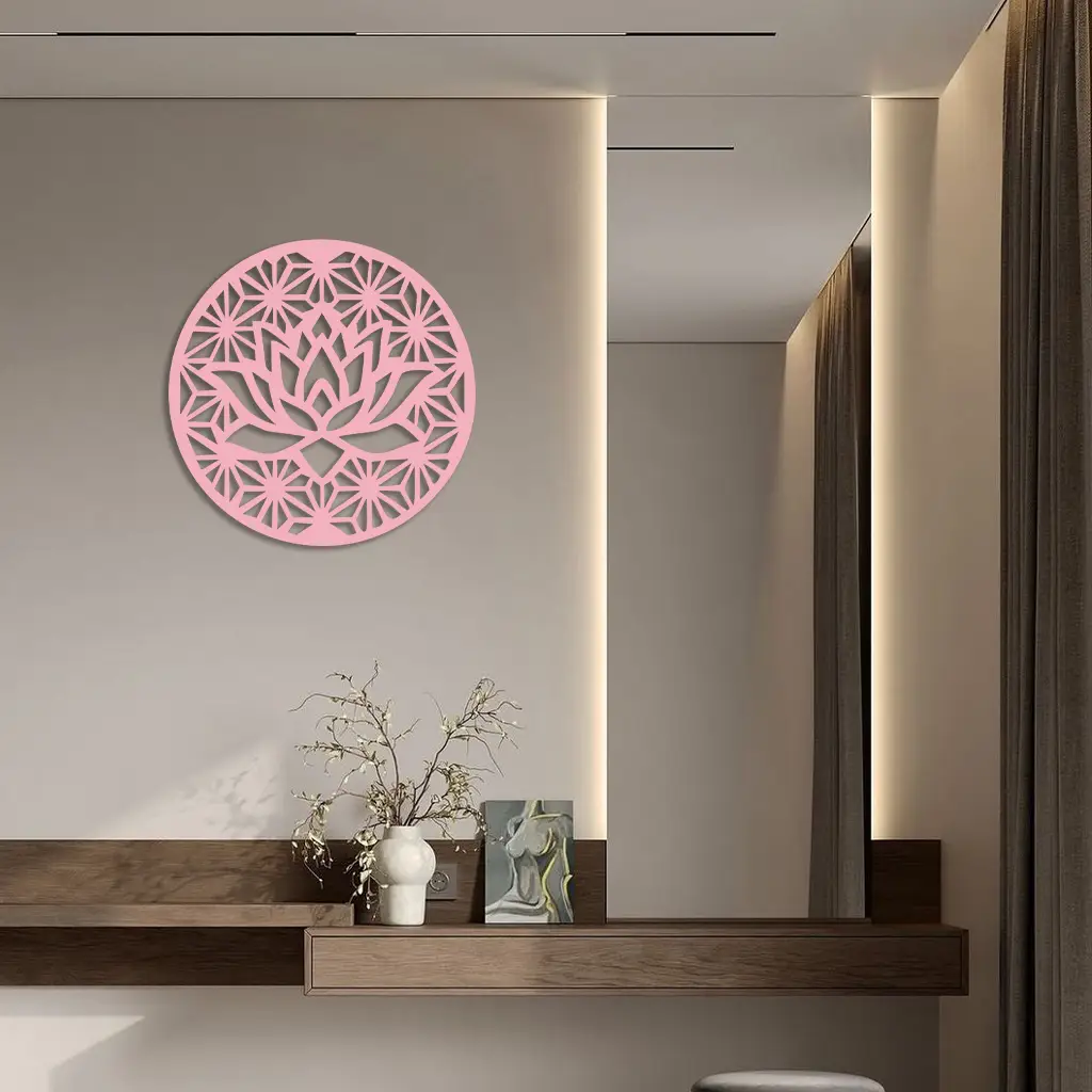 Pink Lotus Flower Metal Wall Art – Elegant Spiritual Bloom Design - KAFGP006 by Enova Art