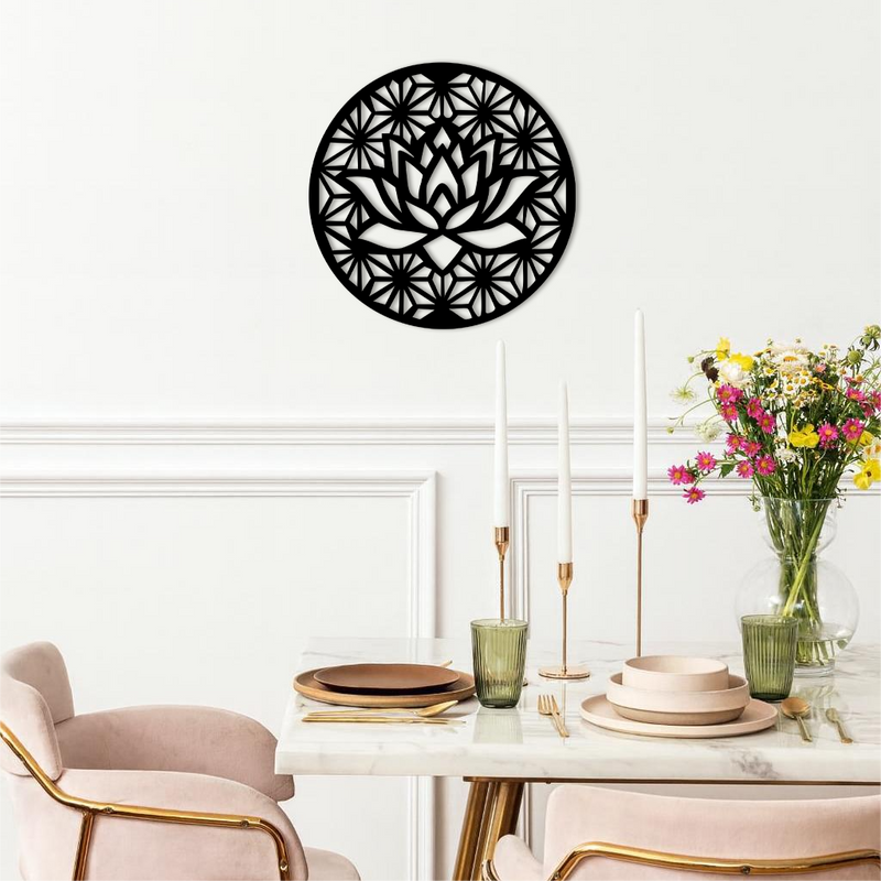 Pink Lotus Flower Metal Wall Art – Elegant Spiritual Bloom Design - KAFGP006 by Enova Art