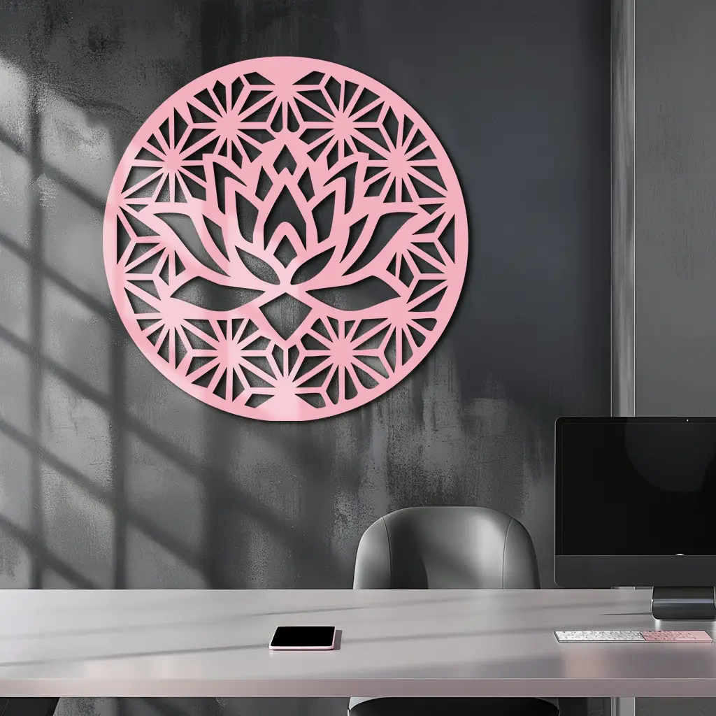 Pink Lotus Flower Metal Wall Art – Elegant Spiritual Bloom Design - KAFGP006 by Enova Art