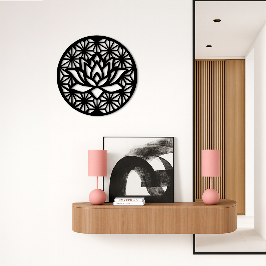 Pink Lotus Flower Metal Wall Art – Elegant Spiritual Bloom Design - KAFGP006 by Enova Art