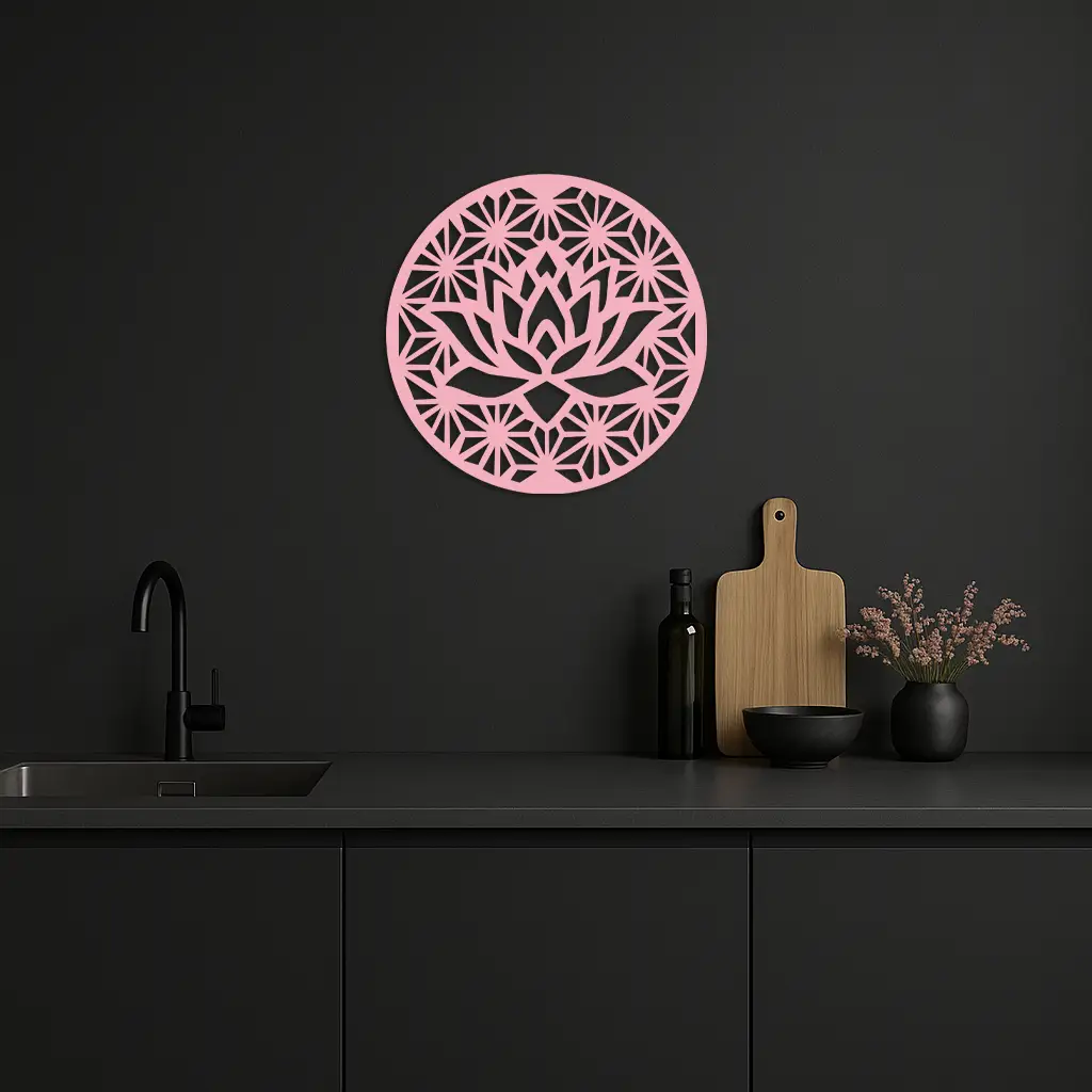 Pink Lotus Flower Metal Wall Art – Elegant Spiritual Bloom Design - KAFGP006 by Enova Art
