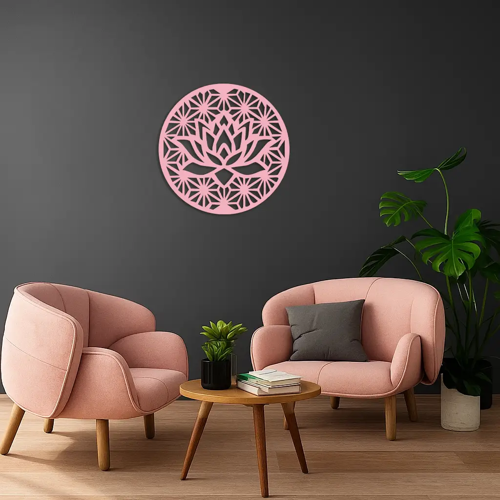 Pink Lotus Flower Metal Wall Art – Elegant Spiritual Bloom Design - KAFGP006 by Enova Art