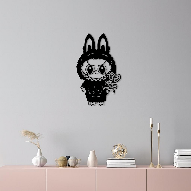 Pink Labubu Metal Wall Art – Playful Character Silhouette Decor - KAFGP008 by Enova Art