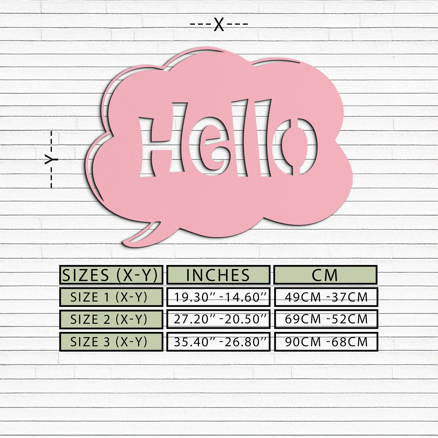 Pink Hello Speech Bubble Metal Wall Art – Playful Greeting Sign - KAFGP011 by Enova Art