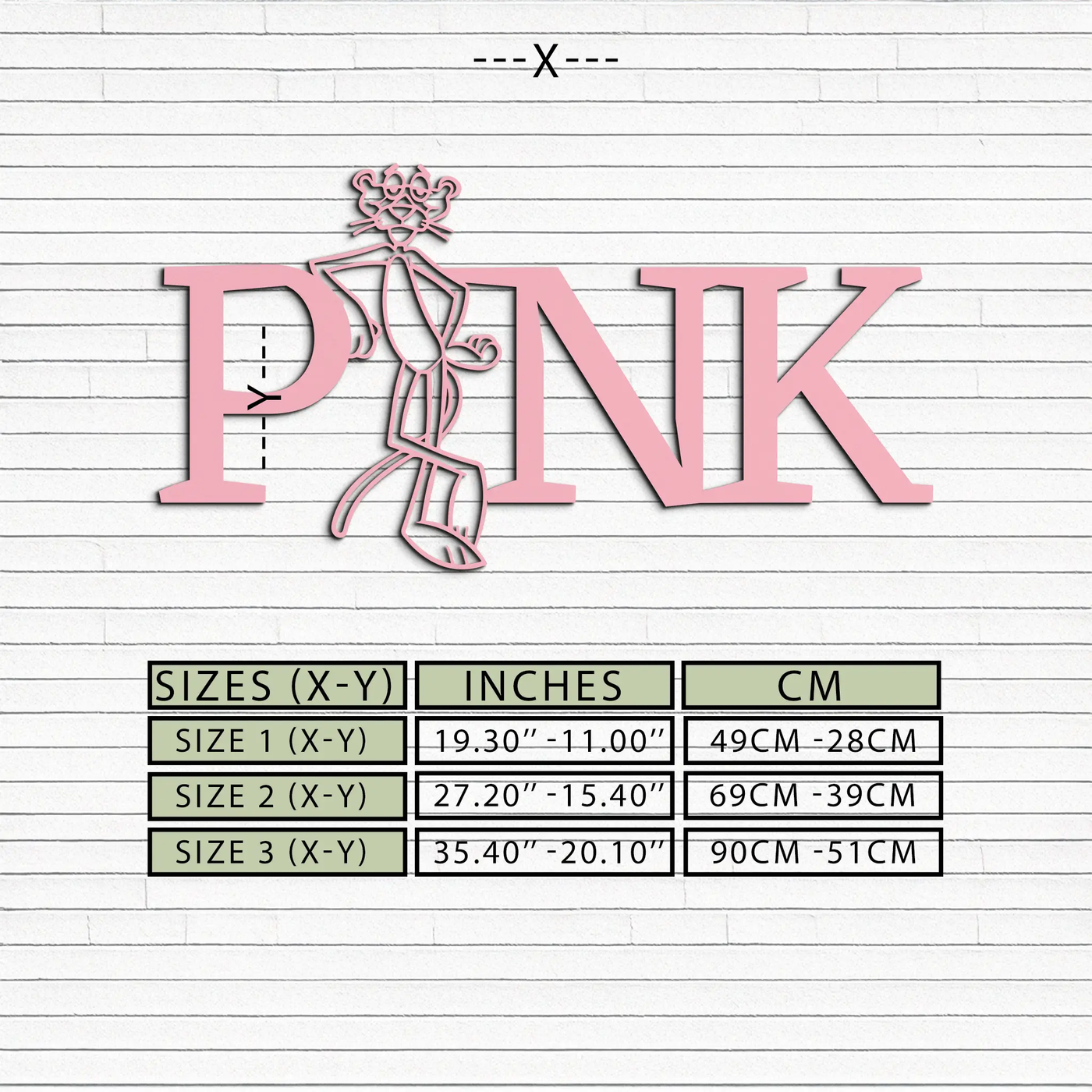 Pink Panther Metal Wall Art – Iconic Character with PINK Typography - KAFGP013 by Enova Art