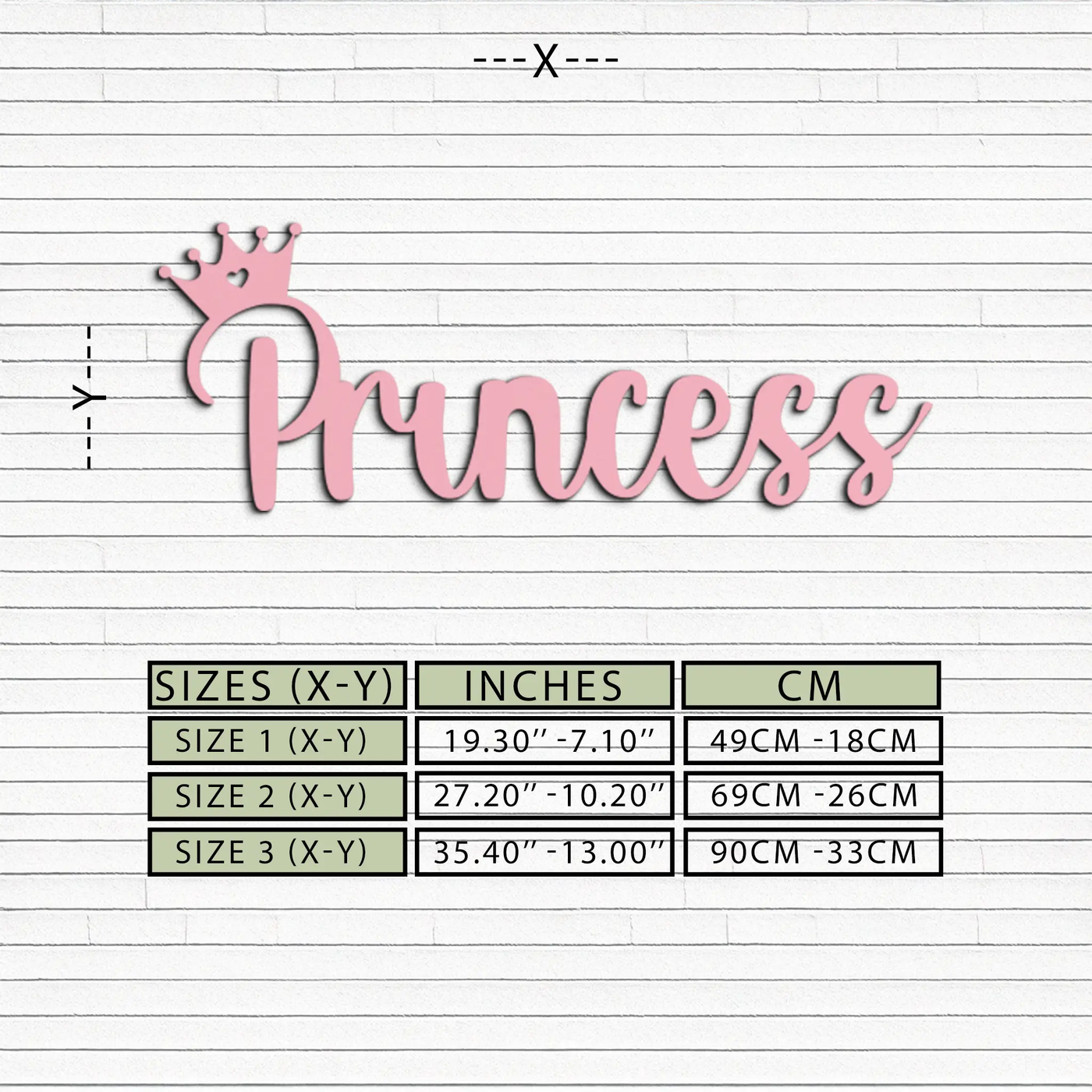 Pink Princess Metal Wall Art – Elegant Typography Silhouette Decor - KAFGP014 by Enova Art
