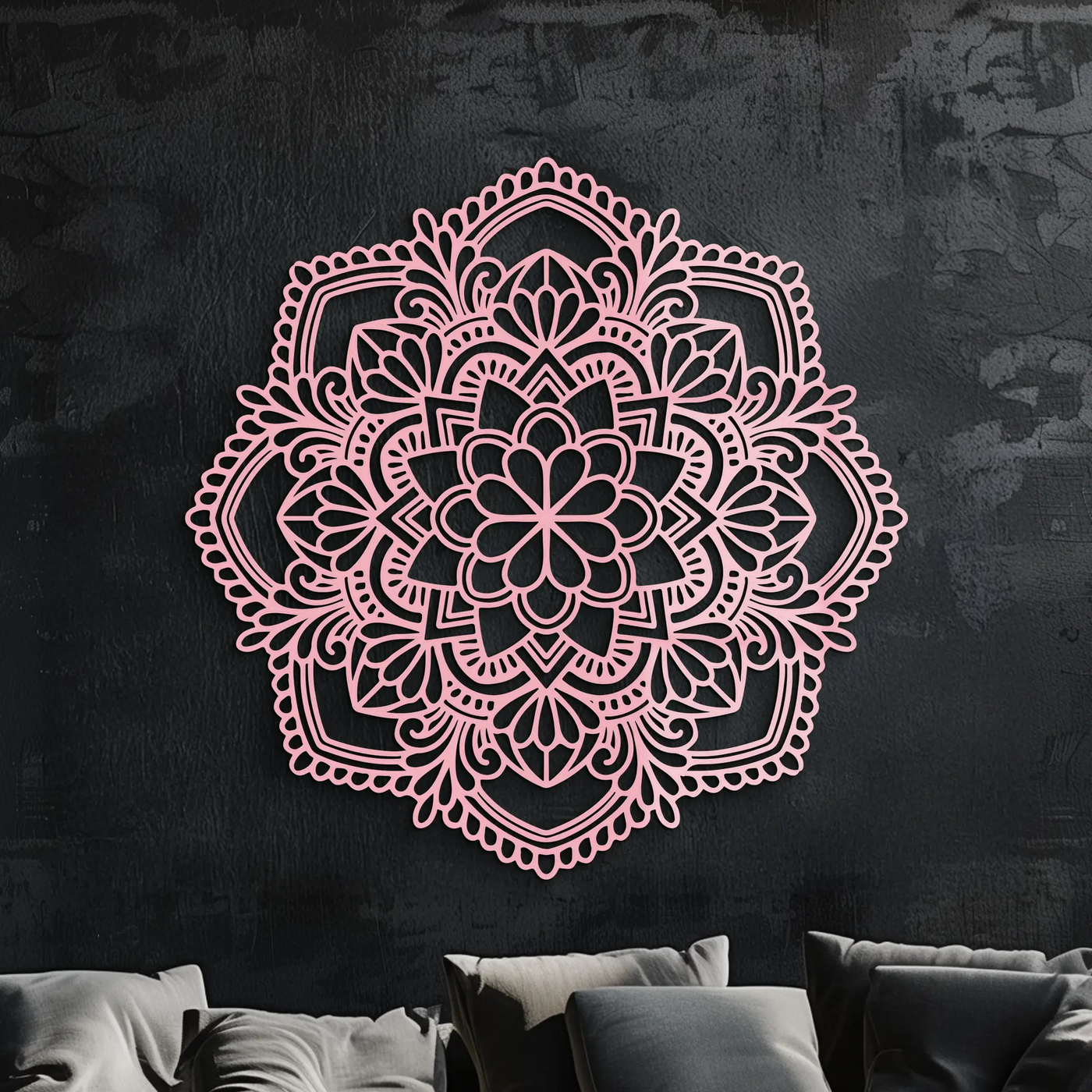 Pink Mandala Metal Wall Art – Intricate Bohemian Design - KAFGP016 by Enova Art