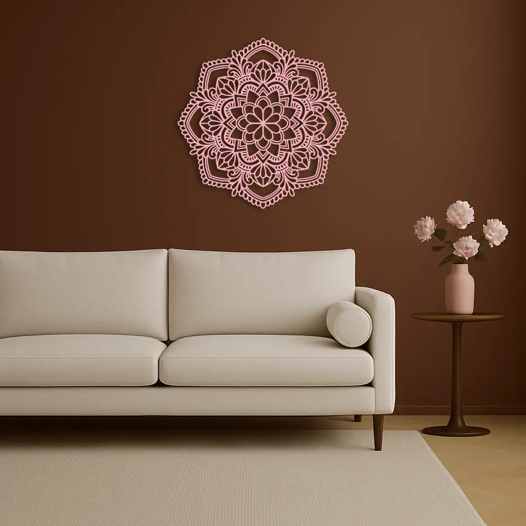 Pink Mandala Metal Wall Art – Intricate Bohemian Design - KAFGP016 by Enova Art