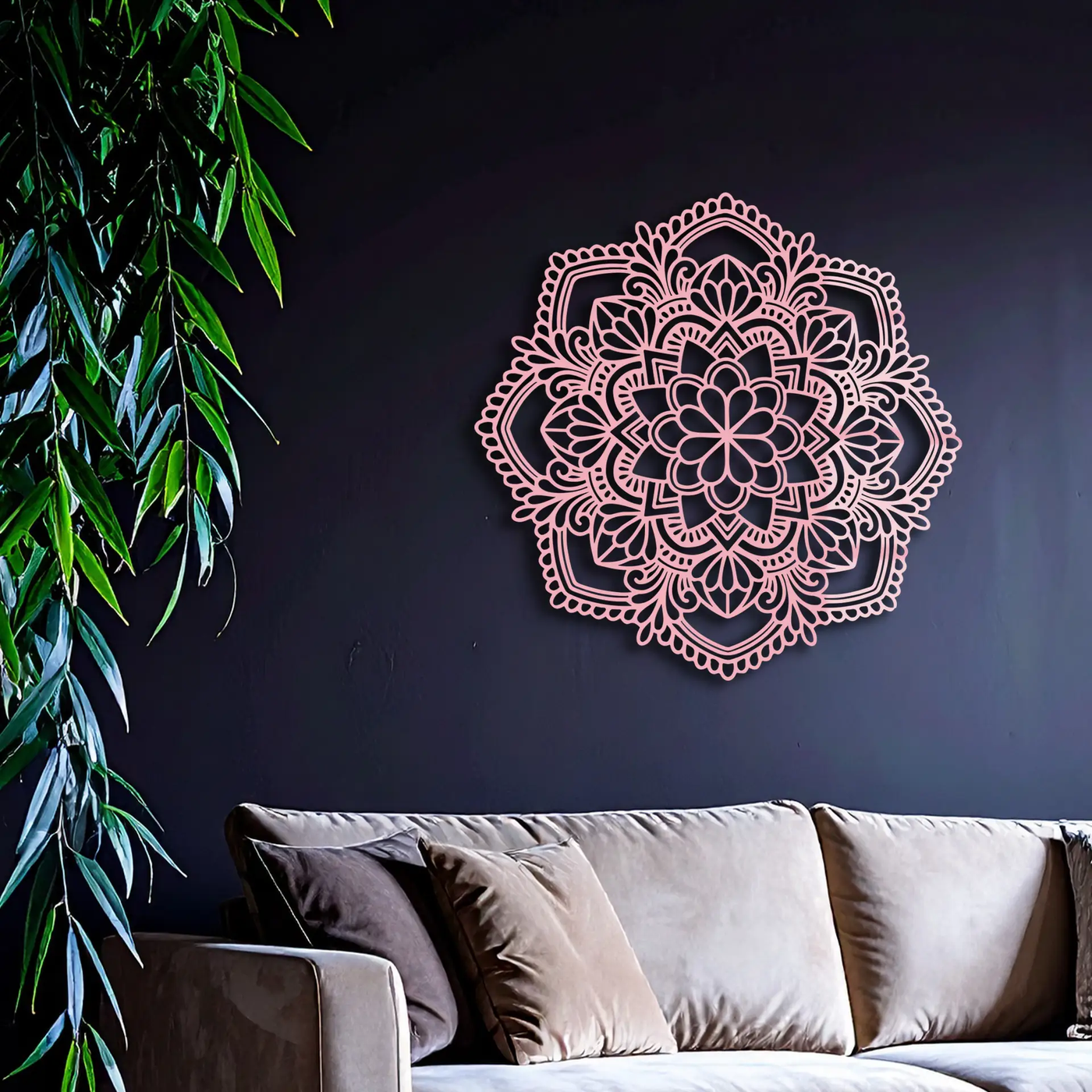 Pink Mandala Metal Wall Art – Intricate Bohemian Design - KAFGP016 by Enova Art