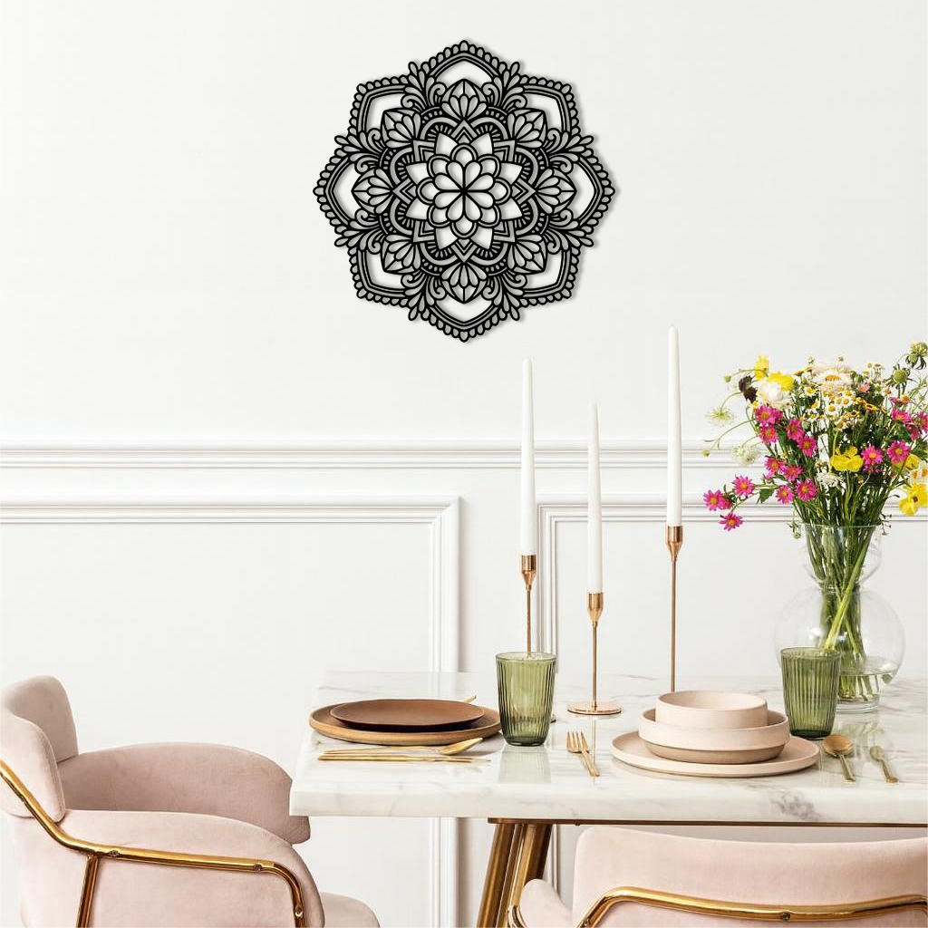 Pink Mandala Metal Wall Art – Intricate Bohemian Design - KAFGP016 by Enova Art