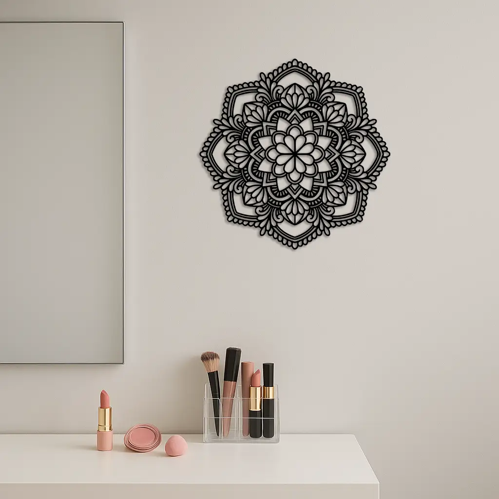 Pink Mandala Metal Wall Art – Intricate Bohemian Design - KAFGP016 by Enova Art