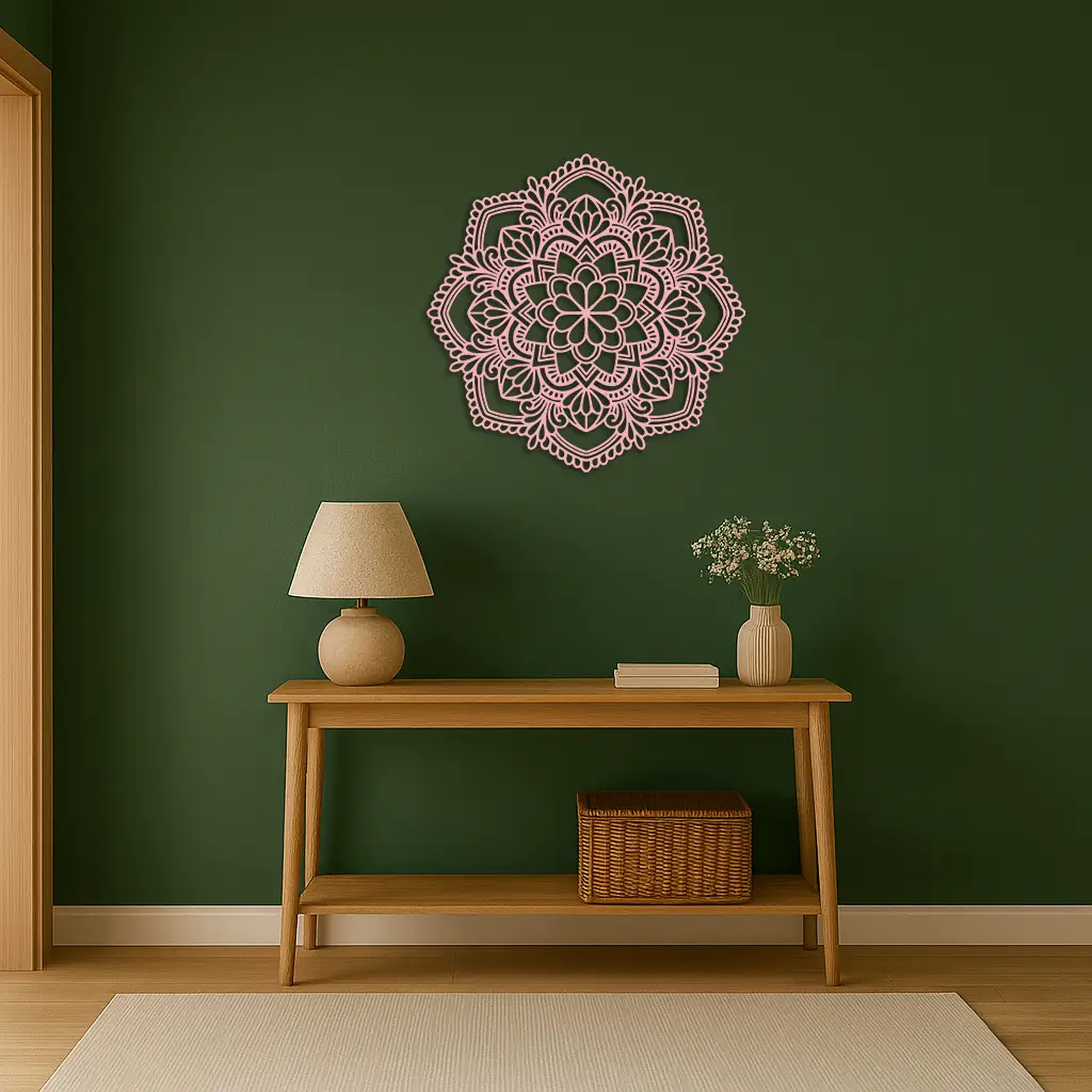 Pink Mandala Metal Wall Art – Intricate Bohemian Design - KAFGP016 by Enova Art