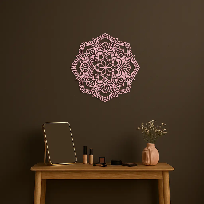 Pink Mandala Metal Wall Art – Intricate Bohemian Design - KAFGP016 by Enova Art