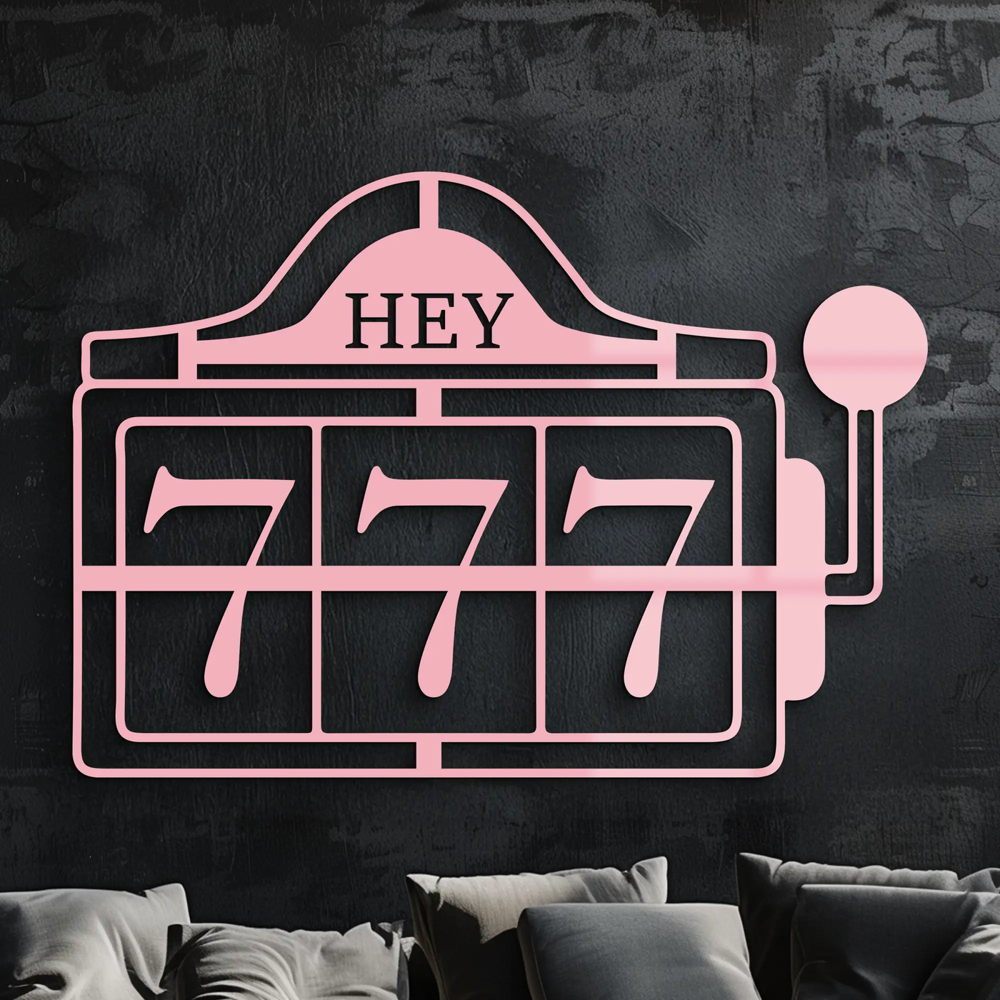Pink 777 Metal Wall Art – Lucky Casino & Manifest Angel Number Decor - KAFGP017 by Enova Art