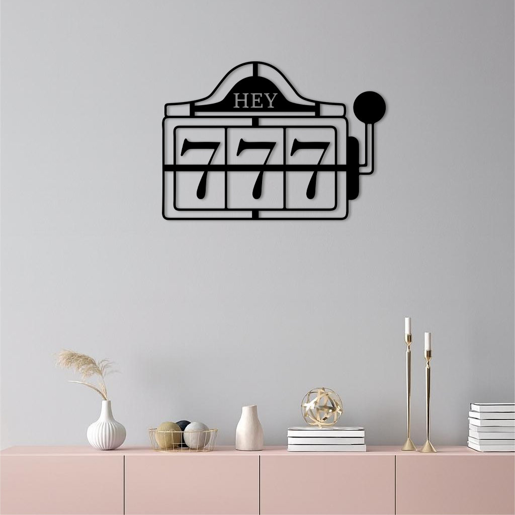Pink 777 Metal Wall Art – Lucky Casino & Manifest Angel Number Decor - KAFGP017 by Enova Art