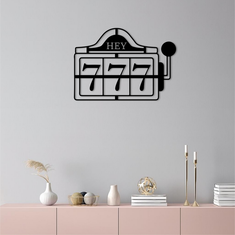 Pink 777 Metal Wall Art – Lucky Casino & Manifest Angel Number Decor - KAFGP017 by Enova Art