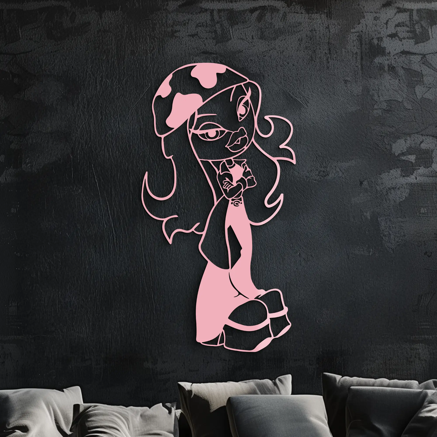 Pink Bratz Girl Metal Wall Art – Fashion Doll Inspired Silhouette Decor - KAFGP022 by Enova Art