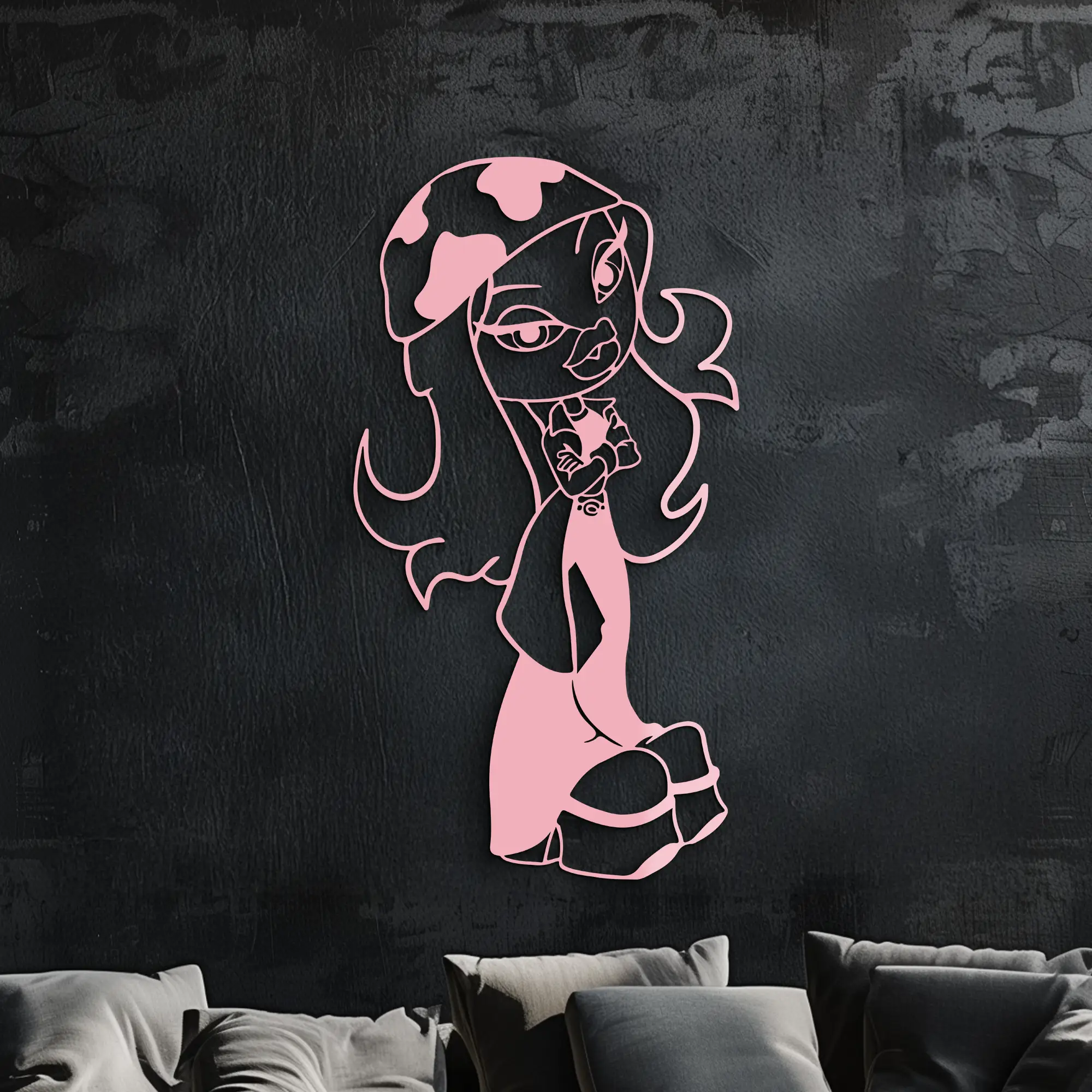 Pink Bratz Girl Metal Wall Art – Fashion Doll Inspired Silhouette Decor - KAFGP022 by Enova Art