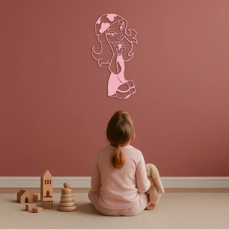 Pink Bratz Girl Metal Wall Art – Fashion Doll Inspired Silhouette Decor - KAFGP022 by Enova Art