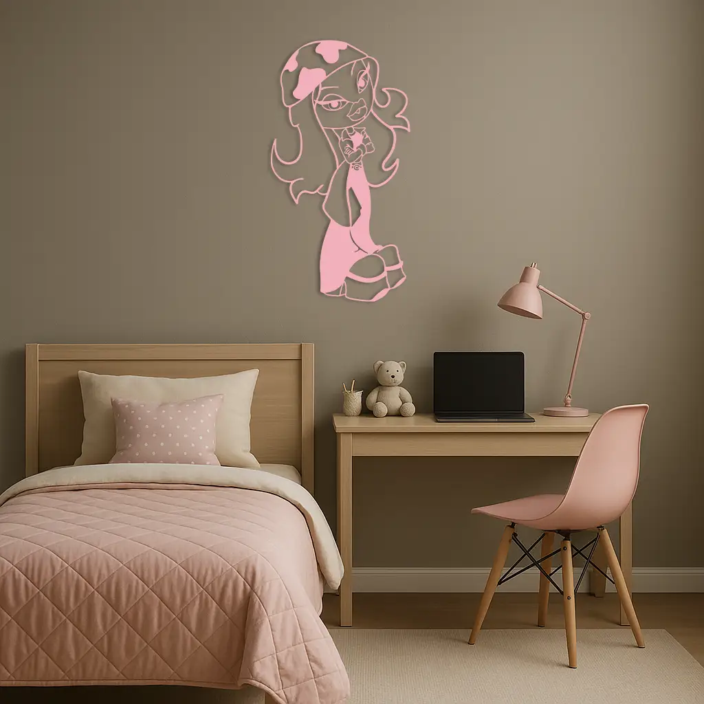 Pink Bratz Girl Metal Wall Art – Fashion Doll Inspired Silhouette Decor - KAFGP022 by Enova Art