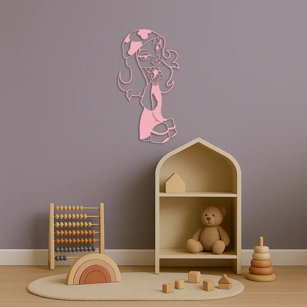 Pink Bratz Girl Metal Wall Art – Fashion Doll Inspired Silhouette Decor - KAFGP022 by Enova Art