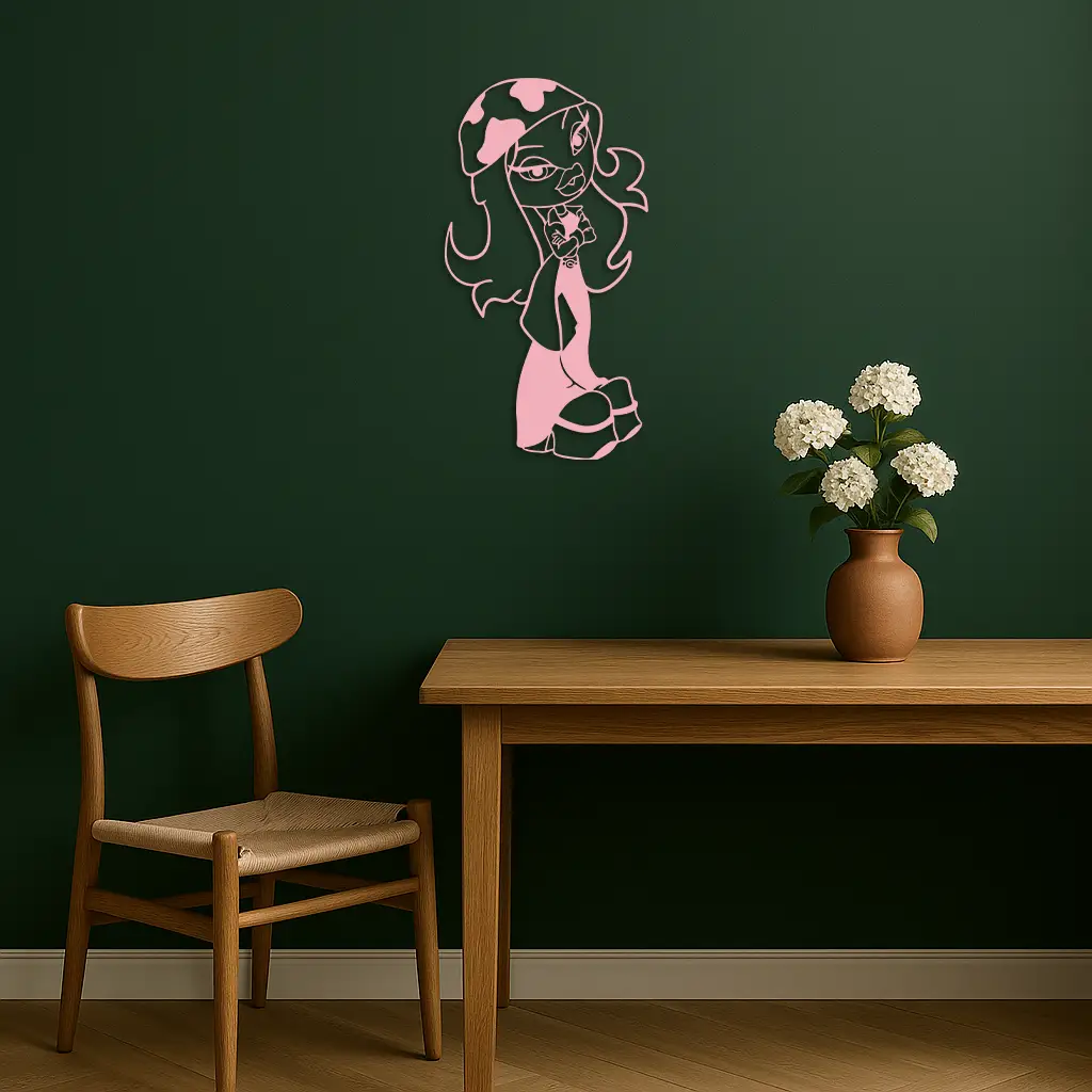 Pink Bratz Girl Metal Wall Art – Fashion Doll Inspired Silhouette Decor - KAFGP022 by Enova Art