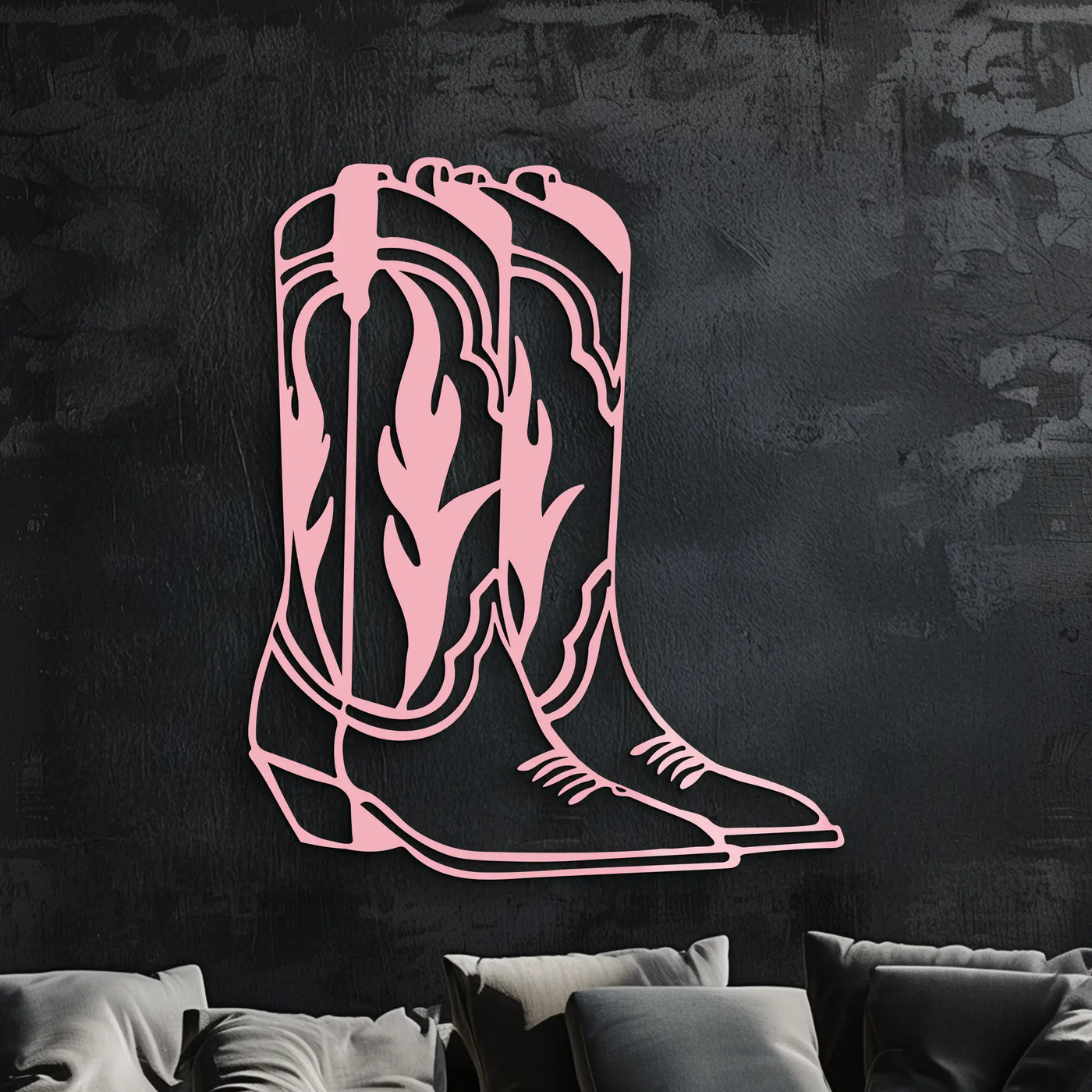 Pink Cowboy Boots Metal Wall Art – Western Rodeo Inspired Decor - KAFGP025 by Enova Art