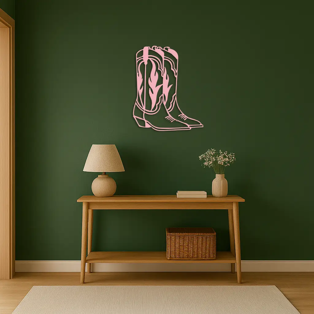 Pink Cowboy Boots Metal Wall Art – Western Rodeo Inspired Decor - KAFGP025 by Enova Art