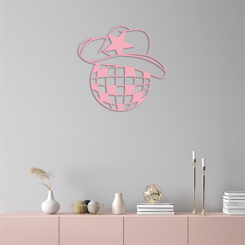 Disco Cowboy Hat Metal Wall Art – Retro Country Party Decor - KAFGP026 by Enova Art