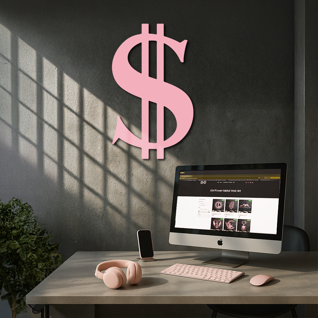 Dollar Sign Metal Wall Art – Money Symbol Modern Decor - KAFGP027 by Enova Art