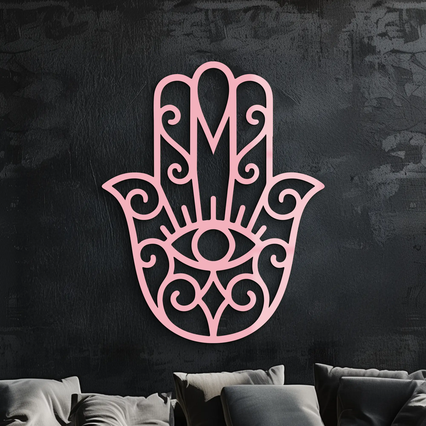 Hamsa Hand Metal Wall Art – Spiritual Protection & Boho Home Decor - KAFGP030 by Enova Art