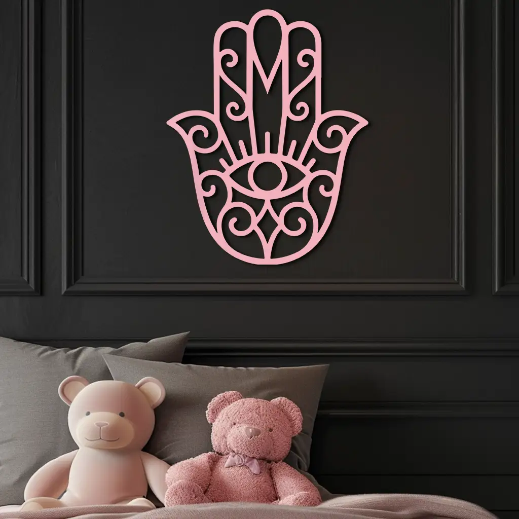 Hamsa Hand Metal Wall Art – Spiritual Protection & Boho Home Decor - KAFGP030 by Enova Art