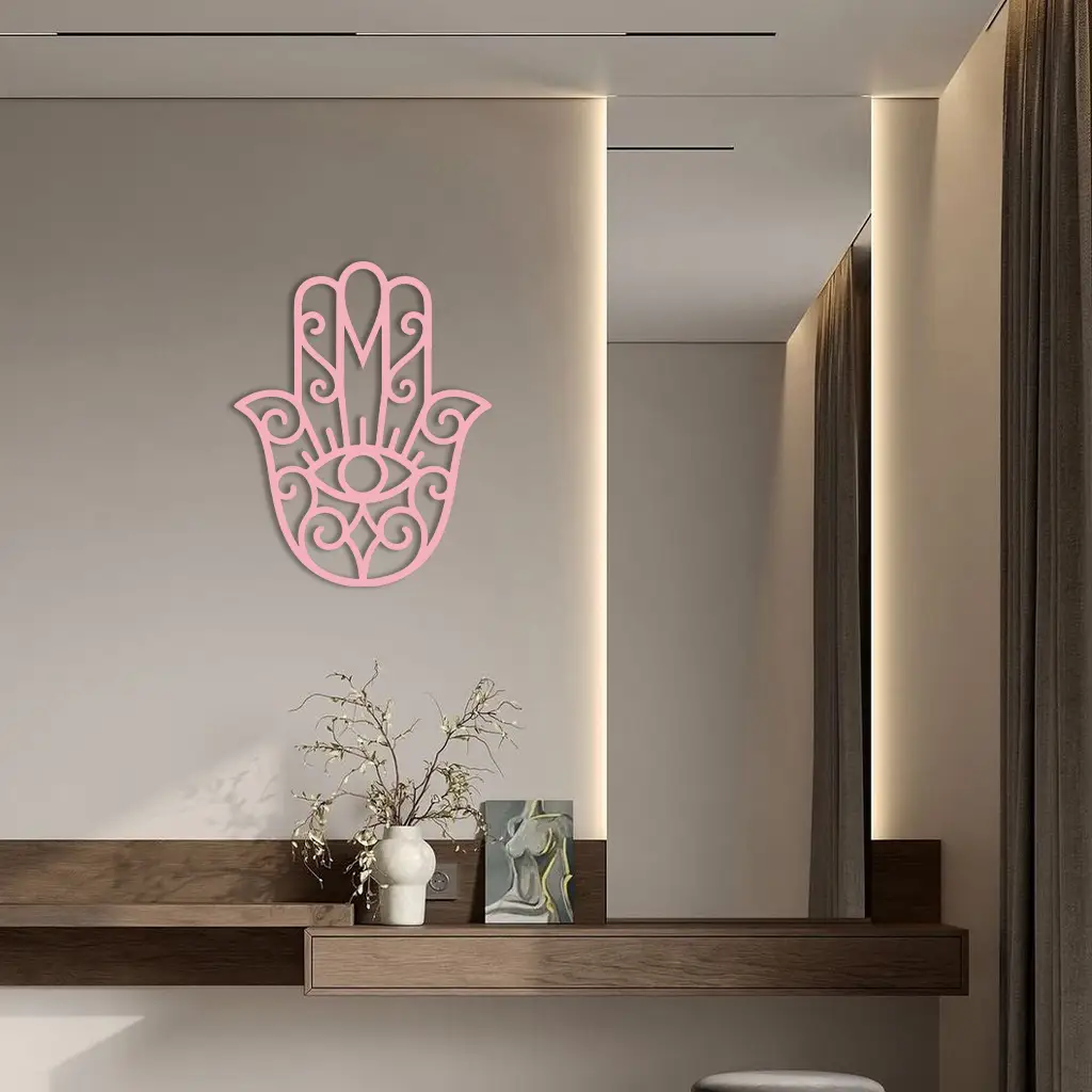 Hamsa Hand Metal Wall Art – Spiritual Protection & Boho Home Decor - KAFGP030 by Enova Art