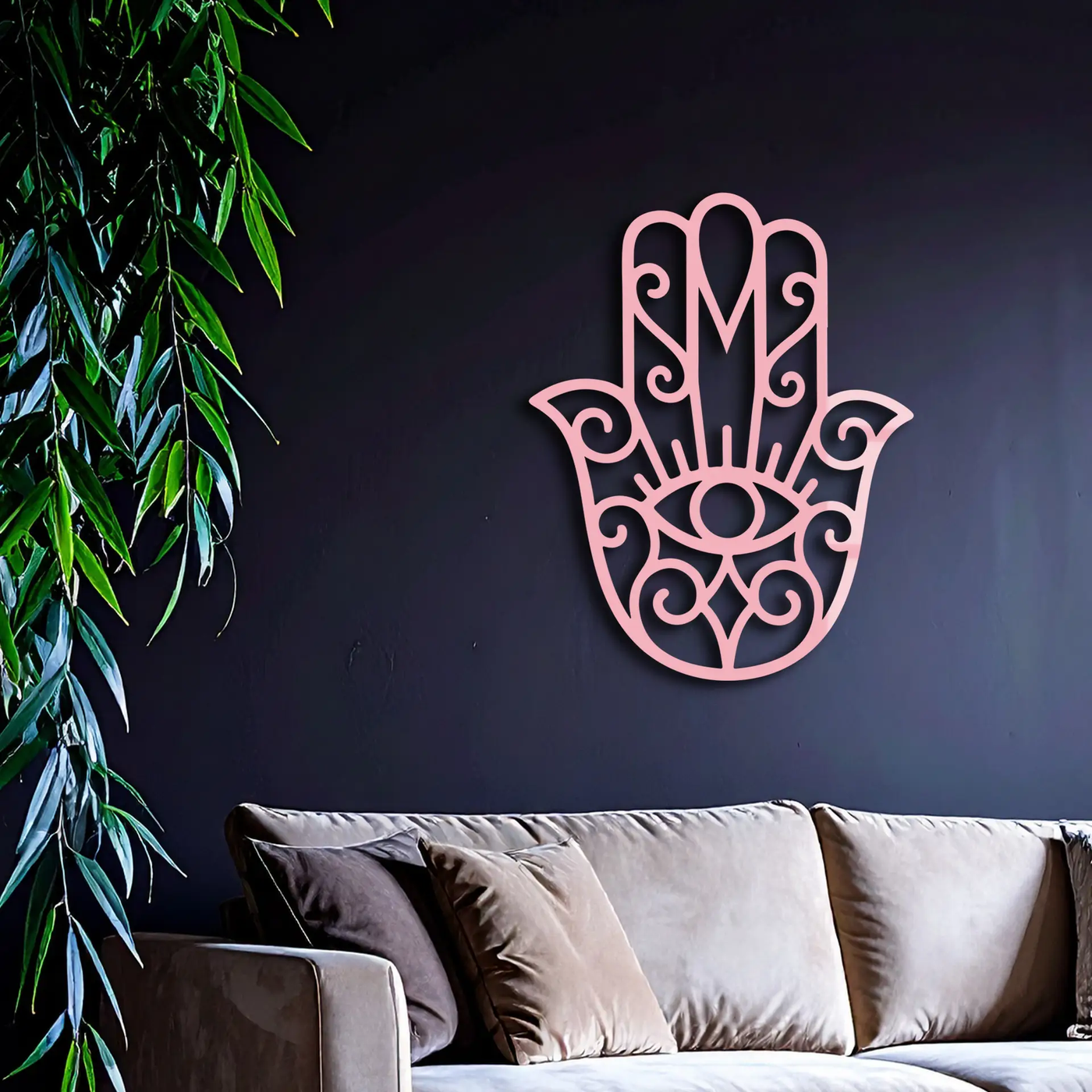 Hamsa Hand Metal Wall Art – Spiritual Protection & Boho Home Decor - KAFGP030 by Enova Art