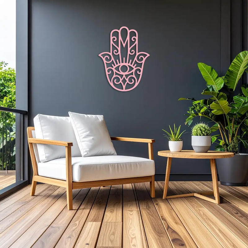Hamsa Hand Metal Wall Art – Spiritual Protection & Boho Home Decor - KAFGP030 by Enova Art