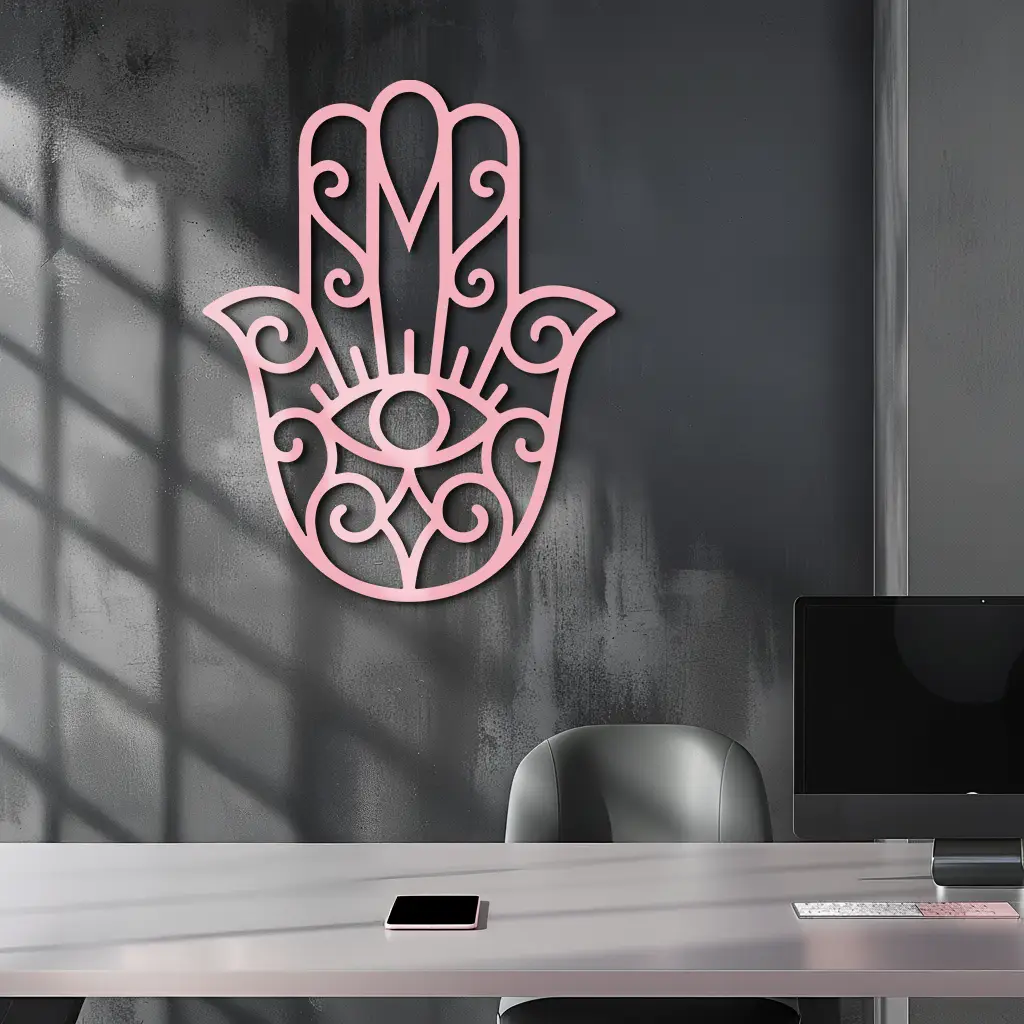 Hamsa Hand Metal Wall Art – Spiritual Protection & Boho Home Decor - KAFGP030 by Enova Art